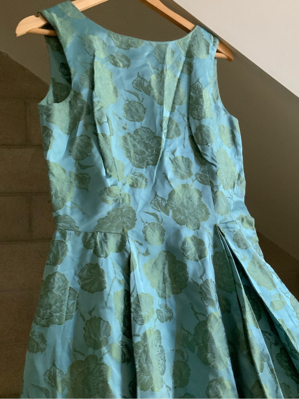 Vintage 50s aqua blue floral dress sz S - Picture 9 of 11